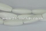 CAA22 15.5 inches 7*20mm faceted rice white agate gemstone beads