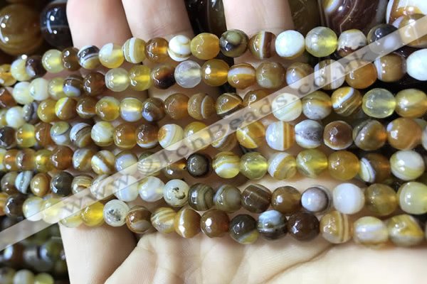 CAA2205 15.5 inches 6mm faceted round banded agate beads