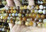 CAA2206 15.5 inches 8mm faceted round banded agate beads