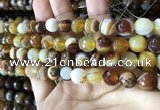 CAA2207 15.5 inches 10mm faceted round banded agate beads