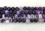 CAA2215 15.5 inches 12mm faceted round banded agate beads