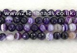 CAA2216 15.5 inches 14mm faceted round banded agate beads