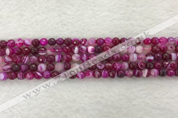 CAA2218 15.5 inches 4mm faceted round banded agate beads