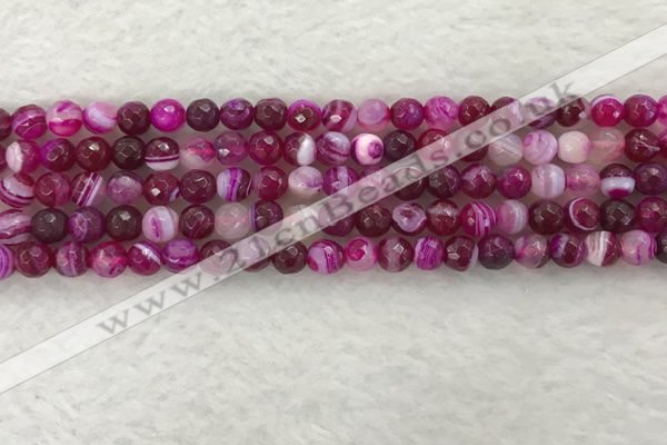 CAA2219 15.5 inches 6mm faceted round banded agate beads