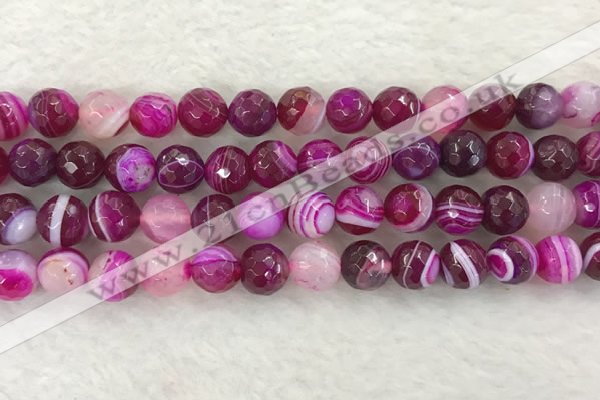 CAA2221 15.5 inches 10mm faceted round banded agate beads