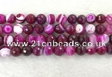 CAA2222 15.5 inches 12mm faceted round banded agate beads