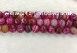 CAA2223 15.5 inches 14mm faceted round banded agate beads