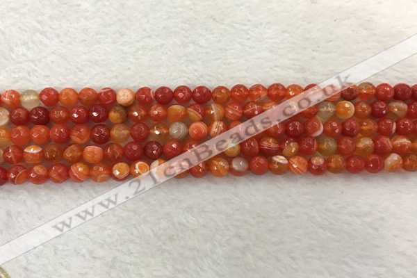 CAA2225 15.5 inches 4mm faceted round banded agate beads