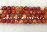 CAA2230 15.5 inches 14mm faceted round banded agate beads
