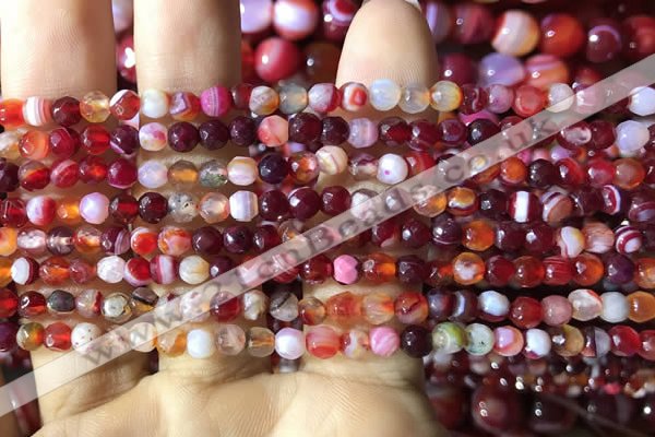 CAA2232 15.5 inches 4mm faceted round banded agate beads