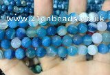 CAA2254 15.5 inches 14mm faceted round banded agate beads