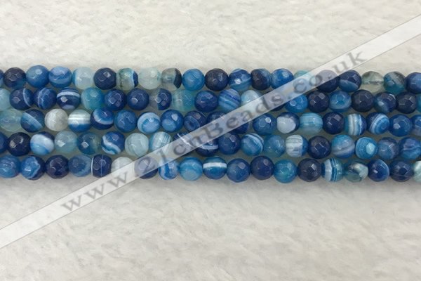 CAA2257 15.5 inches 6mm faceted round banded agate beads