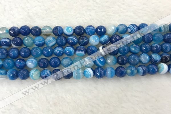 CAA2258 15.5 inches 8mm faceted round banded agate beads