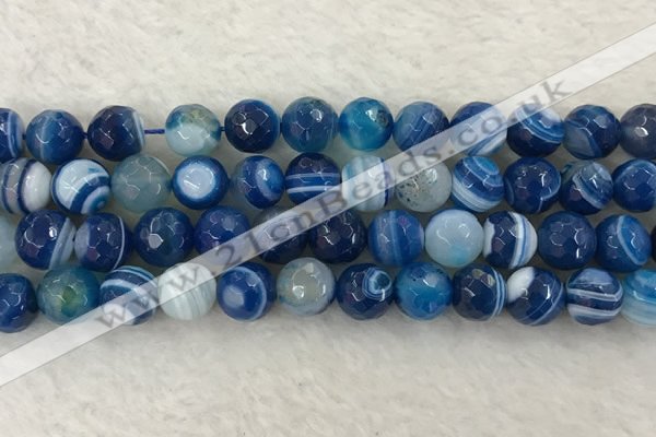 CAA2260 15.5 inches 12mm faceted round banded agate beads