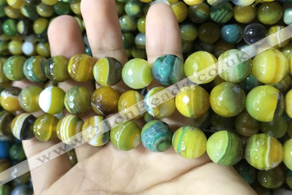 CAA2274 15.5 inches 12mm faceted round banded agate beads