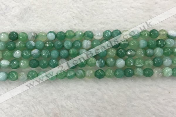 CAA2278 15.5 inches 6mm faceted round banded agate beads