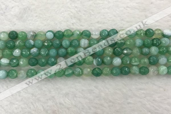 CAA2278 15.5 inches 6mm faceted round banded agate beads