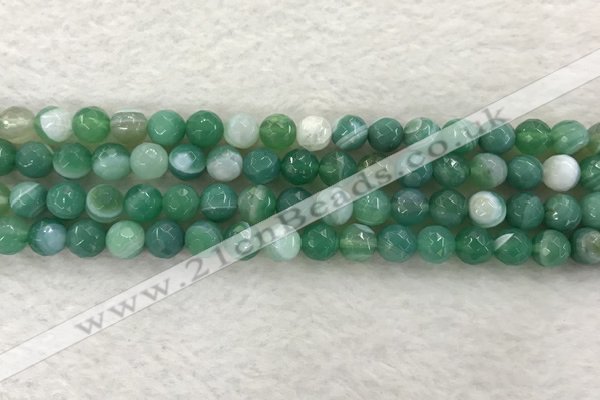 CAA2279 15.5 inches 8mm faceted round banded agate beads