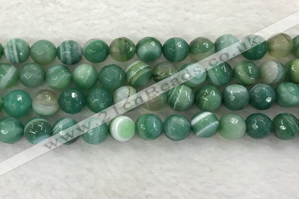 CAA2281 15.5 inches 12mm faceted round banded agate beads