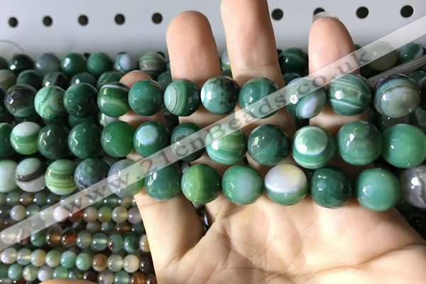 CAA2288 15.5 inches 10mm faceted round banded agate beads