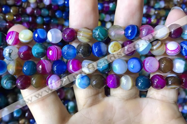 CAA2295 15.5 inches 10mm faceted round banded agate beads