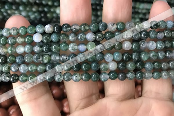 CAA2356 15.5 inches 4mm round moss agate beads wholesale