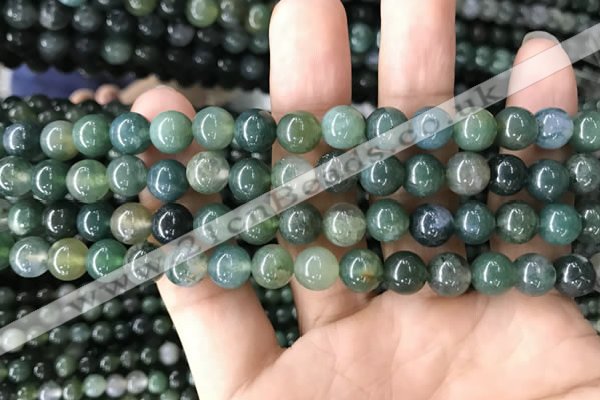 CAA2358 15.5 inches 8mm round moss agate beads wholesale