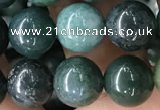 CAA2359 15.5 inches 10mm round moss agate beads wholesale