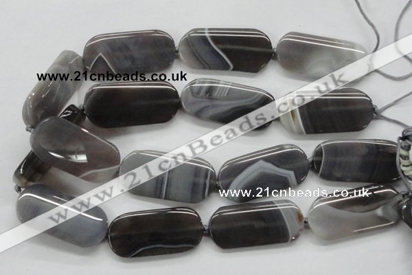 CAA239 15.5 inches 25*50mm rectangle grey line agate beads