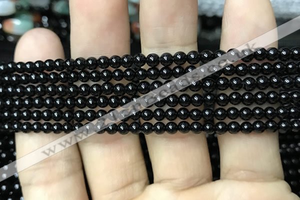 CAA2401 15.5 inches 3mm round black agate beads wholesale