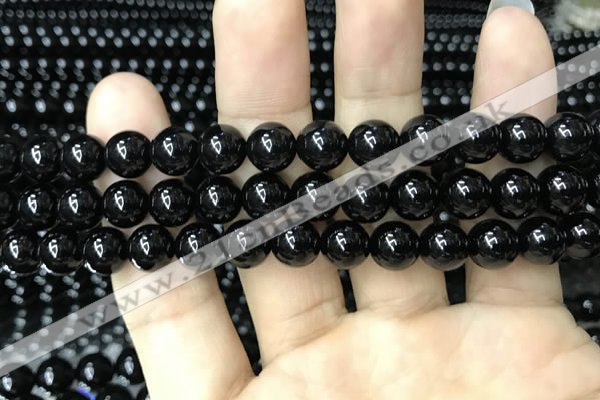 CAA2405 15.5 inches 10mm round black agate beads wholesale