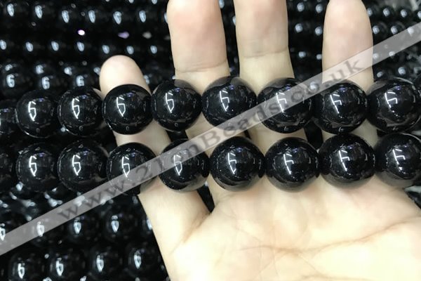 CAA2409 15.5 inches 18mm round black agate beads wholesale