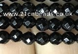 CAA2415 15.5 inches 4mm faceted round black agate beads wholesale