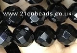 CAA2417 15.5 inches 8mm faceted round black agate beads wholesale