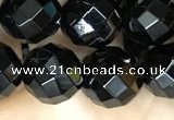 CAA2419 15.5 inches 12mm faceted round black agate beads wholesale