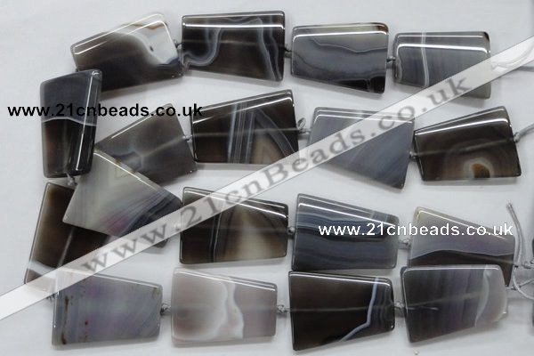 CAA242 15.5 inches 30*40mm trapezoid grey line agate beads