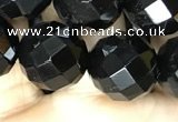 CAA2421 15.5 inches 16mm faceted round black agate beads wholesale