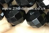 CAA2423 15.5 inches 20mm faceted round black agate beads wholesale