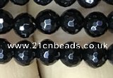 CAA2425 15.5 inches 4mm faceted round black agate beads wholesale