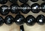 CAA2427 15.5 inches 8mm faceted round black agate beads wholesale