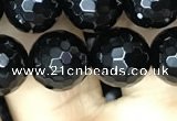 CAA2429 15.5 inches 12mm faceted round black agate beads wholesale