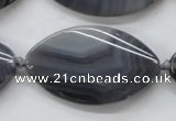 CAA243 15.5 inches 26*43mm twisted marquise grey line agate beads