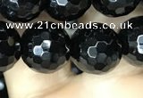 CAA2430 15.5 inches 14mm faceted round black agate beads wholesale