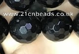 CAA2432 15.5 inches 18mm faceted round black agate beads wholesale