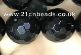 CAA2433 15.5 inches 20mm faceted round black agate beads wholesale