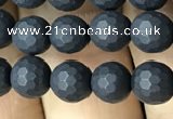 CAA2438 15.5 inches 6mm faceted round matte black agate beads