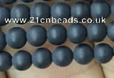 CAA2447 15.5 inches 4mm round matte black agate beads wholesale