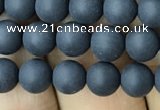 CAA2448 15.5 inches 6mm round matte black agate beads wholesale