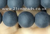 CAA2451 15.5 inches 12mm round matte black agate beads wholesale