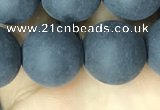 CAA2453 15.5 inches 16mm round matte black agate beads wholesale